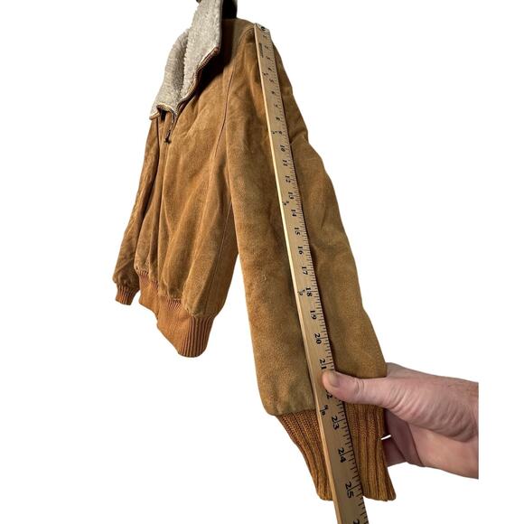 Huckberry Brown Bomber Jacket with Sherpa Collar - Picture 10 of 12